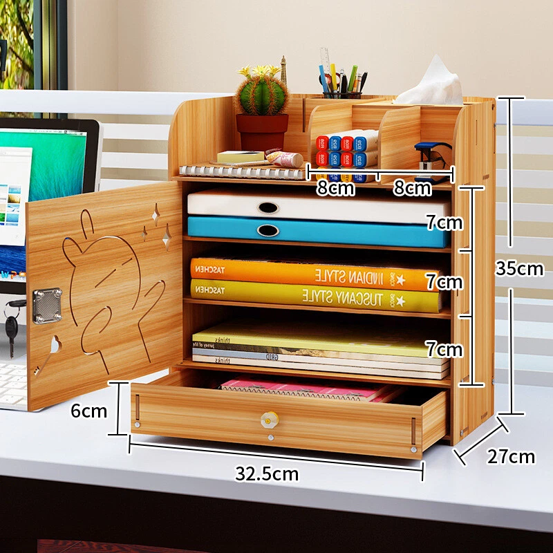 Dokumentenhalter Schreibtisch Organizer Holz Stifthalter Schublade Mit Schloss