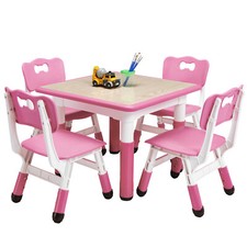Kids Table and 4 Chairs Set Kids Craft and Play Table Drawing Reading Desktop