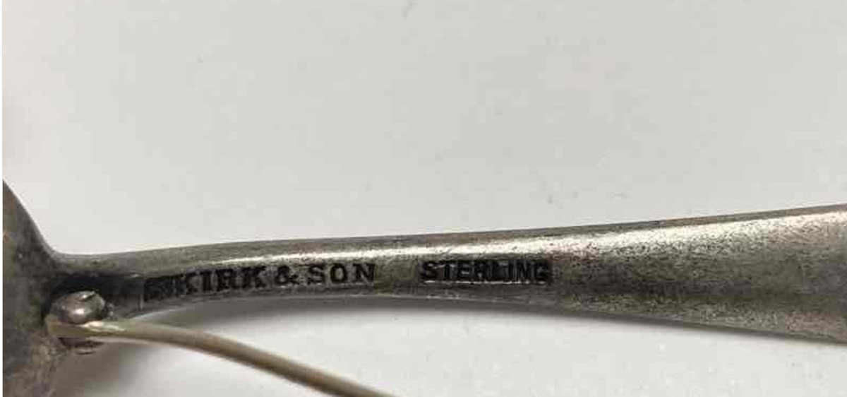 Silver Antique Spoon Brooch Pin 925 Sterling S. Kirk & Son View 3