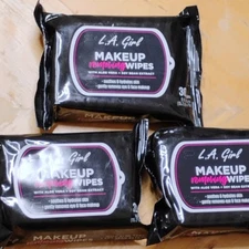 3 Pack LA Girl - Makeup Removing Wipes w/ Aloe Vera Soy Bean Extract 30ct Each