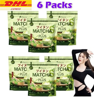 6 X PUIINUN Matcha Mix Plus Powder Drink Dietary Supplement 15 Sachets