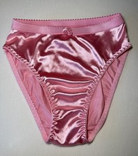 Vtg ANN DIANE Shinny Glossy PINK SATIN Bikini Panty Brief Sz Med