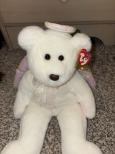 Rare Ty Beanie Baby Halo White Angel Wings Bear Brown Nose With Tags Plush 1999