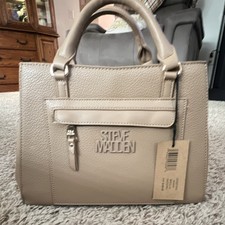 Steve Madden Khaki Pebbled Medium Satchel Top...