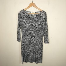 Michael Kors Stretch Dress Small Womens Paisley Floral Long Sleeve Pullover