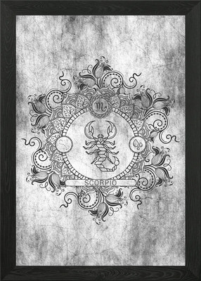 Sternzeichen Asche Skorpion gerahmtes Wandbild Poster Leinwanddruck Bild