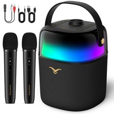 Karaoke Machine for Adults and Kids, Portable Bluetooth Speaker 80W with Two ...