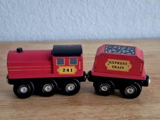Melissa Doug Swivel Bridge Wooden Train Set Engine and Coal Car Only