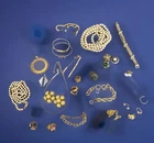 Vintage Costume Lot 23 Pcs Gold-Tone Jewelry Lot Jewelry Making Possibilties