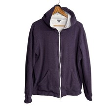 Vince Mens Sweater XL Purple Full Zip Hood Lined Waffle Knit Hoodie Sweatshirt