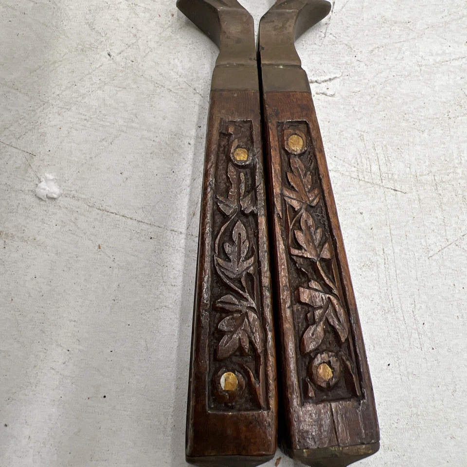 Vintage MCM Kashmiri Brass Nut Cracker With Carved Wooden Handle - Image 4 of 4