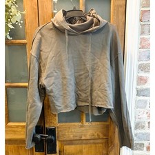 Alo Yoga Hoodie Sweatshirt Small Earth Tone Cropped Distressed Athleisure