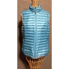 Eddie Bauer Travex eb700 Womens M Down Fill Puffer Vest Shiny Blue Lightweight