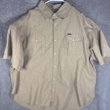 Rocawear Shirt Mens 5XL Beige Short Sleeve Button Front Dual Chest Pockets