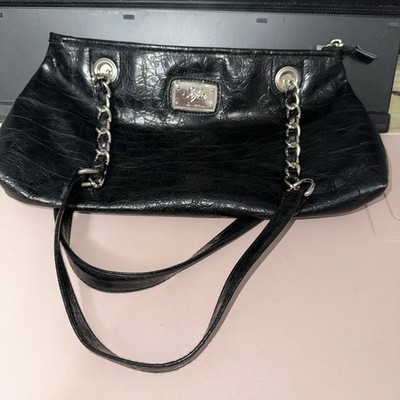 Sofia Vergara Black Faux Leather Chain Strap Shoulder Bag Purse