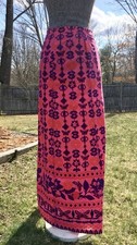 Ruth Clarage 1960s Vintage Hand Block Printed Floral Maxi Skirt Size 0/2 XS