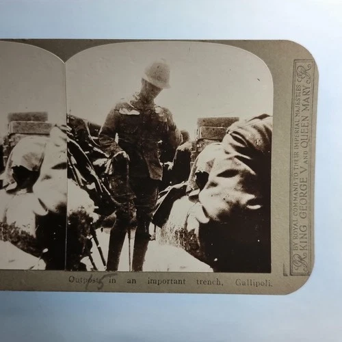 WW1 Military Stereoview C1916 Real Photo Turkey Gallipoli Front Trench Outpost