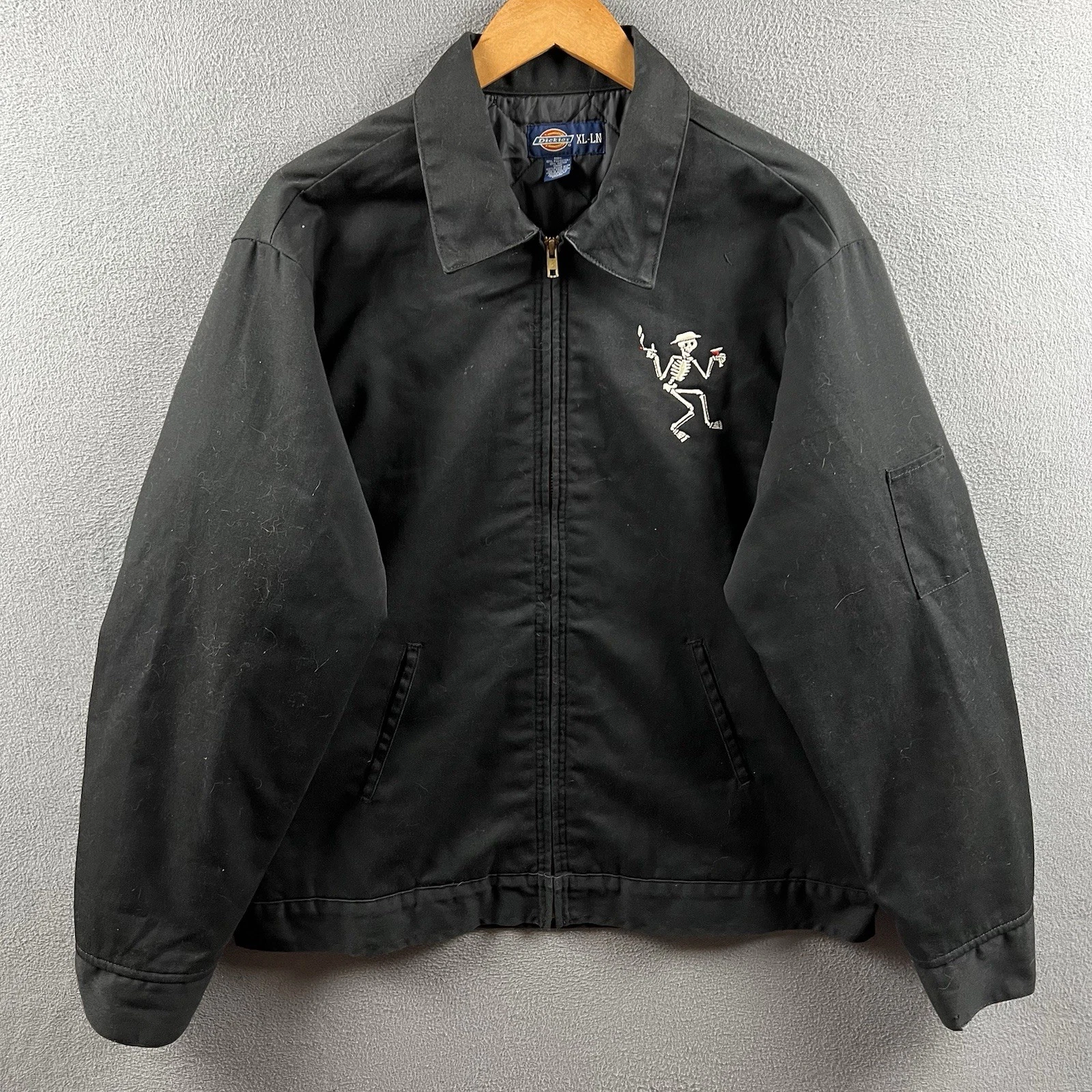 Vintage Dickies Social Distortion Jacket Mens XL Black Lined Skully 90s Workwear image 1