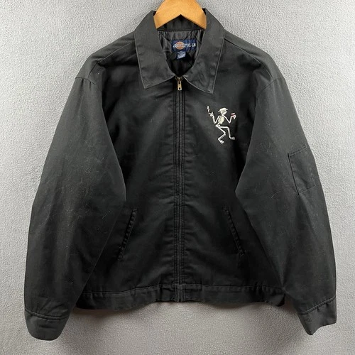 Vintage Dickies Social Distortion Jacket Mens XL Black Lined Skully 90s Workwear video thumbnail