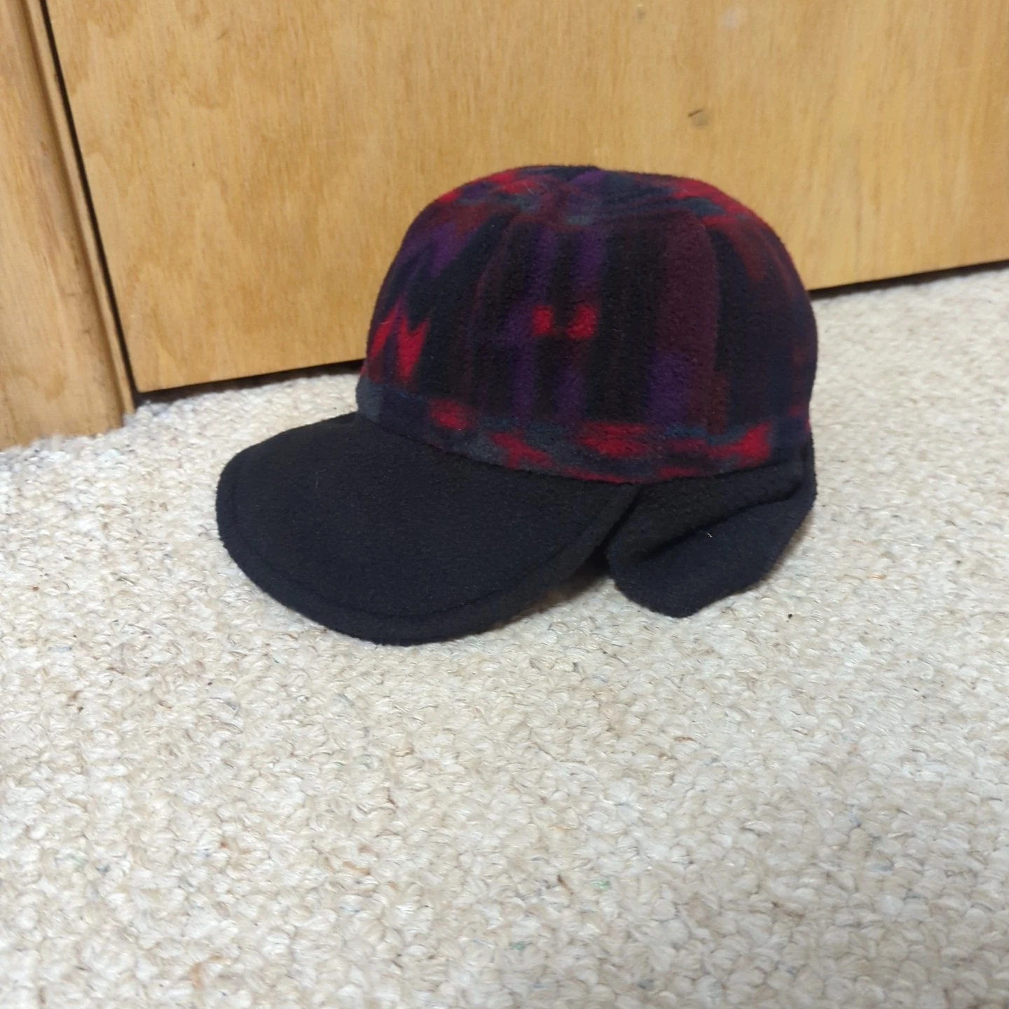 Vintage Polartec Fleece Hat Mens OS AOP Abstract Trapper Winter GORP Core