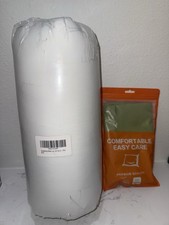 Body Pillow 20x54 White w/ Sage Green Cover Polyester Full Length New