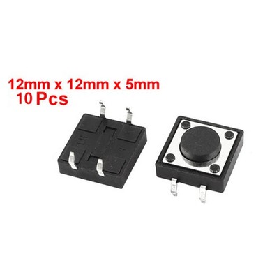10Pcs   Tactile Tact Push Button Switch 4 Pin DIP 12x12x5mm High 5mm #vn