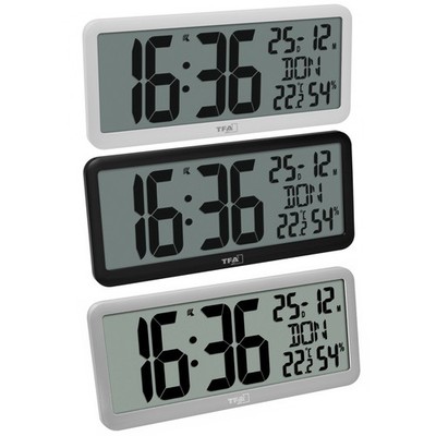 TFA 60.4525 Funkwanduhr digital Temperatur Wanduhr Funkuhr Datum Wochentag DCF77