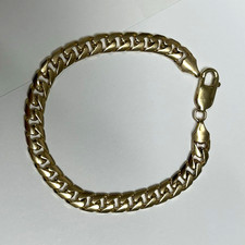 9ct 375 Solid Yellow Gold Curb Link Chain Bracelet 7/1/4in Lobster Clasp