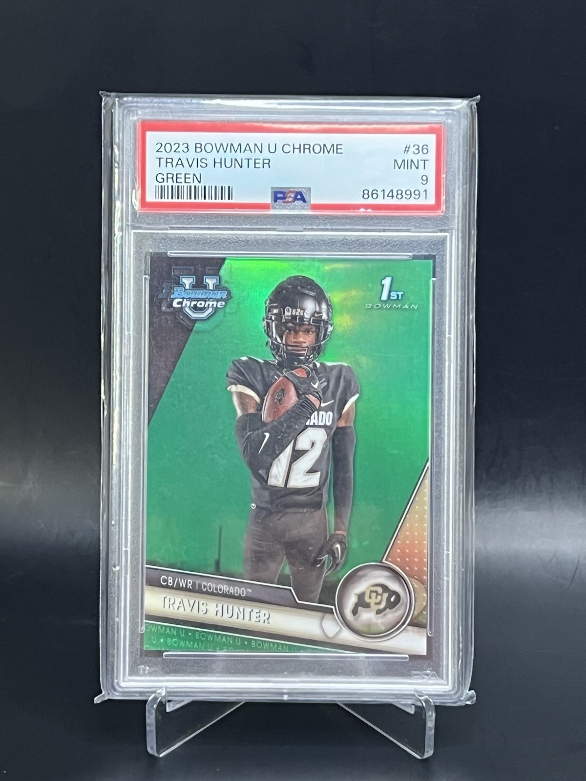 2023 Bowman University Chrome - Travis Hunter #36 Green Refractor /99 (RC)