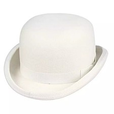 Derby Bowler 100 Wool Felt with Removable Feather Fedora Hat for Men
