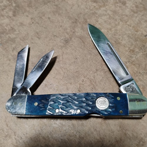 Frost Cutlery 3 Klingen blauer Knochengriff Taschenmesser Lockback Hauptklinge