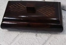 Handmade Wooden Rectanular Trinket Decor Keepsake Box Etched Design with Knob
