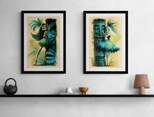 Hula Tiki Girls Art Print Set mb1 &2