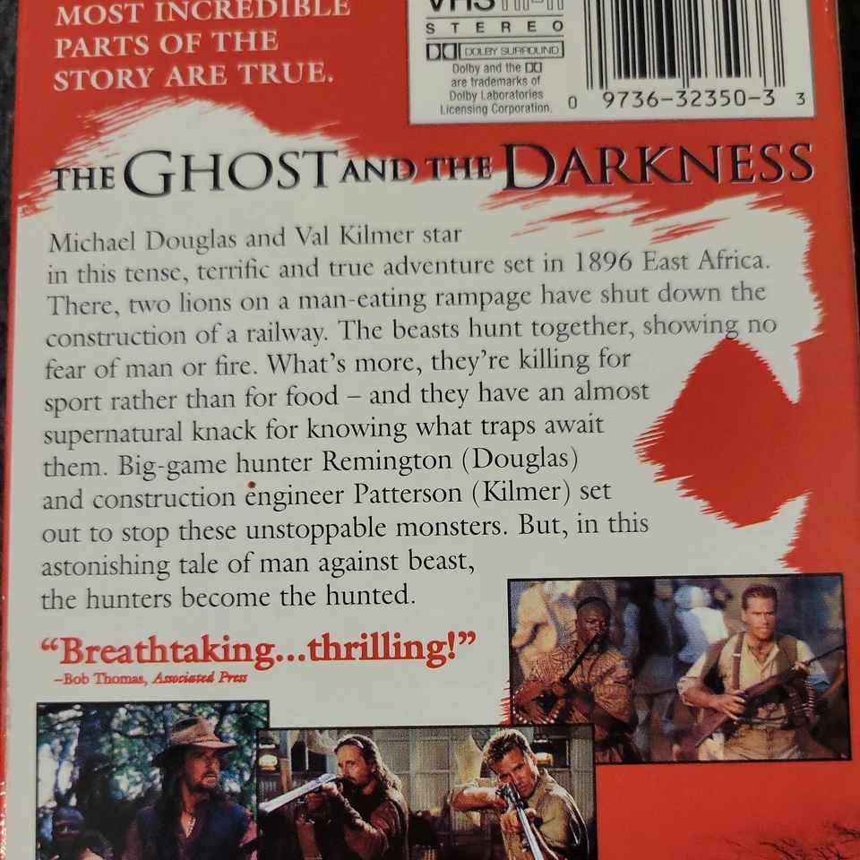 The Ghost and the Darkness (VHS, 1997) Michael Douglas Val Kilmer Paramount  - Image 3 of 4
