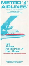 Metro Airlines timetable 1980/12/01