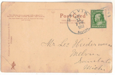 Michigan Postmarks VERY RARE 1912 PC: Melvin Michigan Postmark – 1920 Population: 169! | eBay