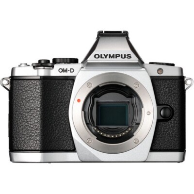 Olympus OM System OM-D EM-5 Camera Body Silver w/FL-LM2 Flash New Unused LOOK