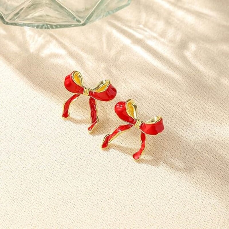 Fashionable Butterfly Knots Earrings Bowknot Studs Simple Enamel Ribbon