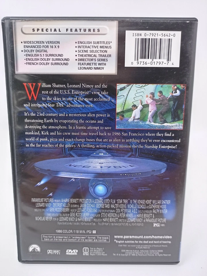 Star Trek IV: The Voyage Home - [DVD] - William Shatner - Leonard Nimoy - 1986 - Image 2 of 3