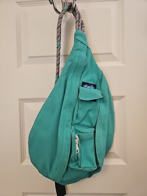 Kavu Rope Bag Crossbody Sling Green Pockets Travel Trail Outdoor Sport Bag 