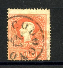 1858/59 - KINGDOM LOMBARD VENETO - 5 RED MONEY I° TYPE - USED - LOT/35999