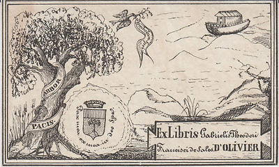 EX-LIBRIS Gabriel-Théodore-François de Sales d'OLIVIER Avignon Nîmes Carpentras