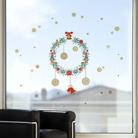 Fenstersticker Fensterfolie Fensterbild Deko Weihnachten Weihnachtskranz Glocken