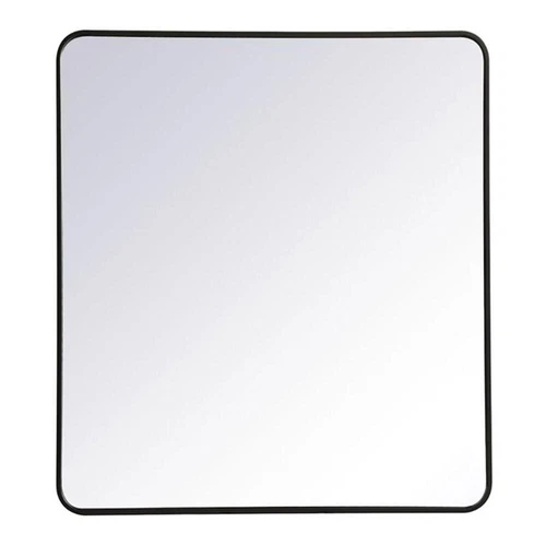 Elegant Decor Evermore 36x40" Soft Corner Metal Rectangular Mirror in Black - Picture 1 of 8