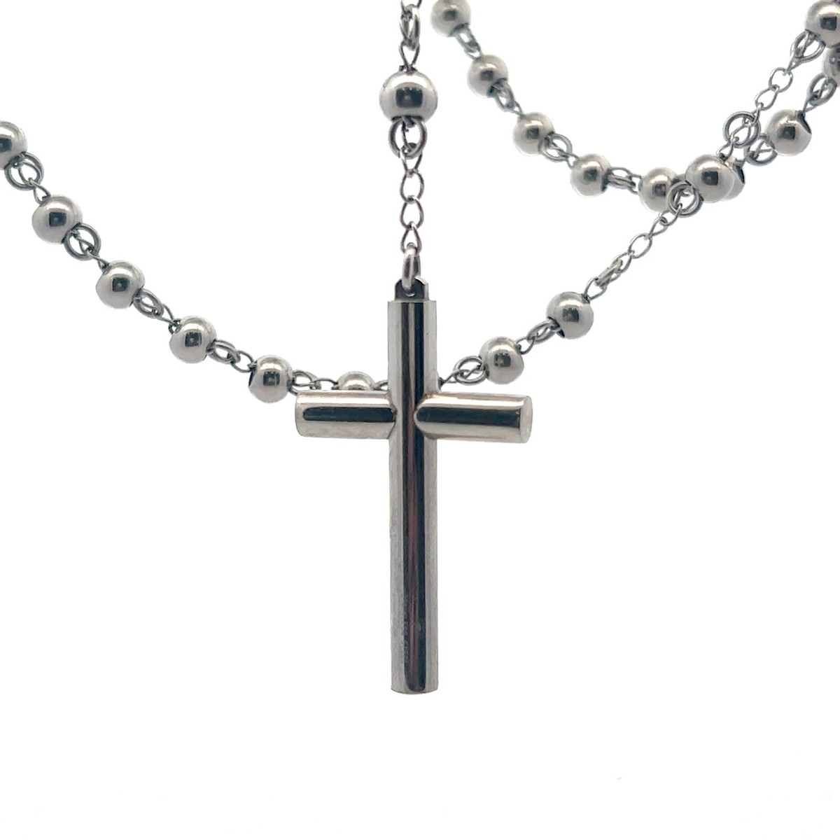 Stainless Steel Cross Rosary Necklace 26