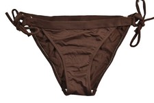 De La Mer MC RIO TIE Solid Brown Low Rise Bathing Suit Junior's Bikini Bottom