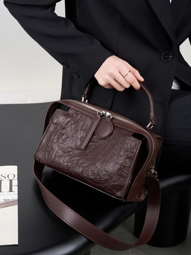 Echtleder Damentasche Plissee Rindsleder Handtasche Damentasche Umhängetasche - Bild 1 von 14