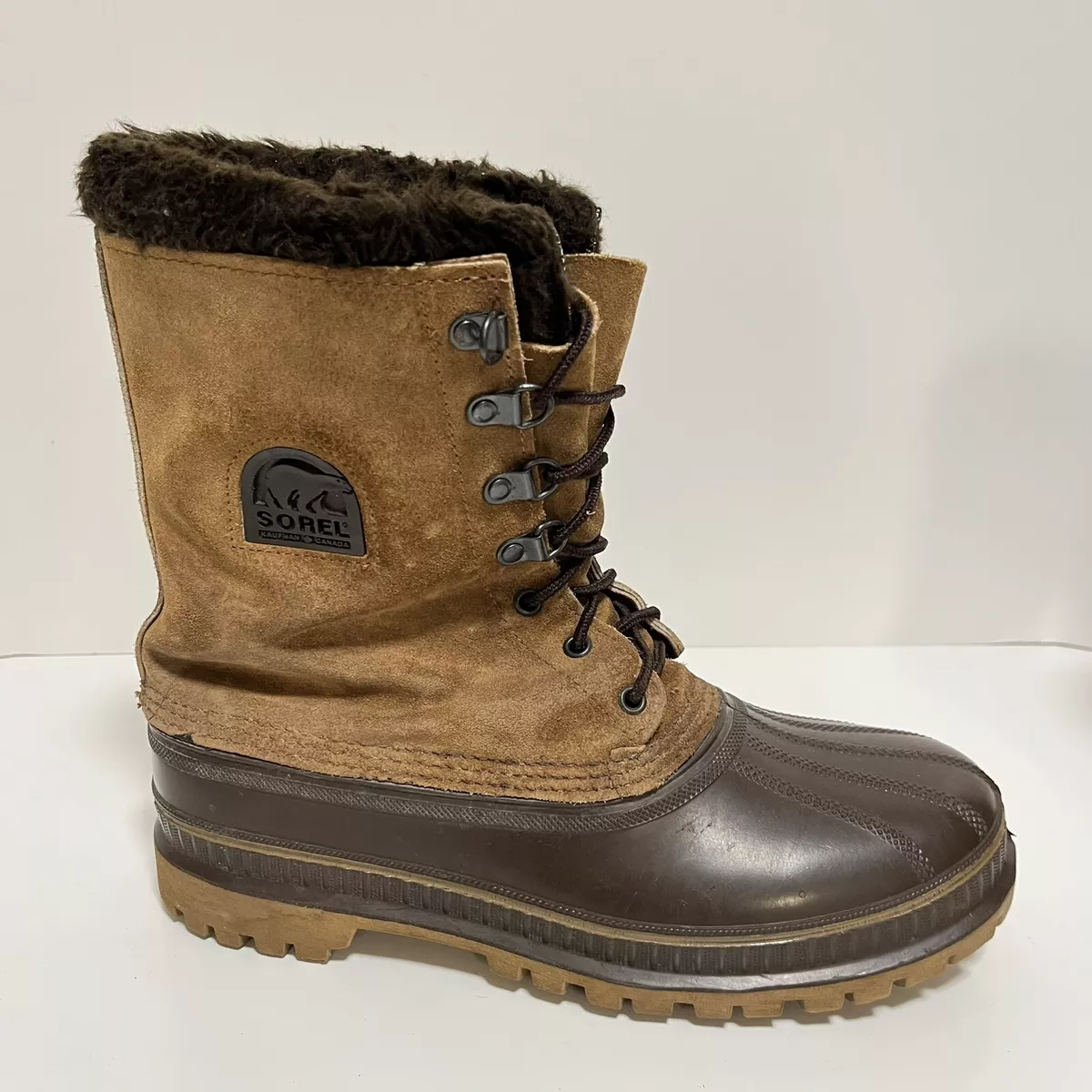 Vintage Sorel Boots Kaufman Steel Shank Brown Suede Mens US 9