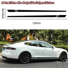 2 Pcs Car Body Side Skirt Stripe Graphics Decal Stickers 220cmx8cm Car Styling