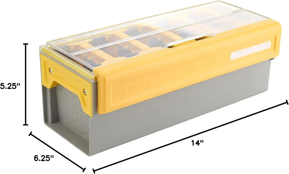 Caja utilitaria Plano EDGE Frog Ceit gris/amarillo tiene capacidad para 50 cebos individuales para ranas Foto 2 de 2